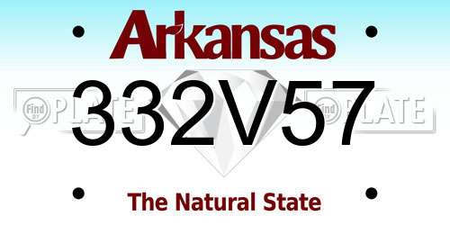 332V57 Arkansas License Plate