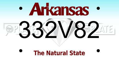 332V82 Arkansas License Plate