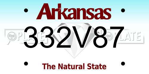 332V87 Arkansas License Plate