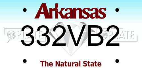 332VB2 Arkansas License Plate