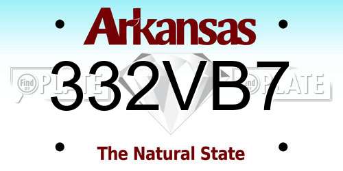 332VB7 Arkansas License Plate