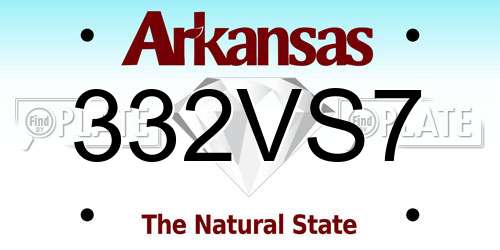 332VS7 Arkansas License Plate