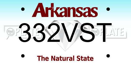 332VST Arkansas License Plate