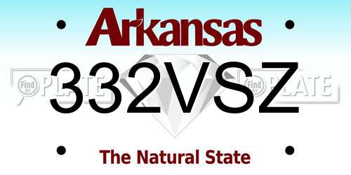 332VSZ Arkansas License Plate