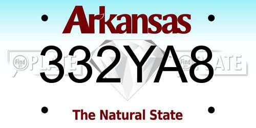 332YA8 Arkansas License Plate