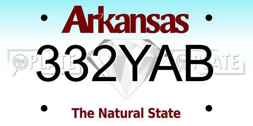 332YAB Arkansas License Plate
