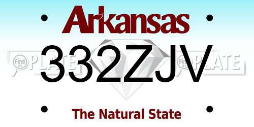 332ZJV Arkansas License Plate