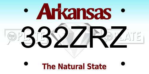 332ZRZ Arkansas License Plate