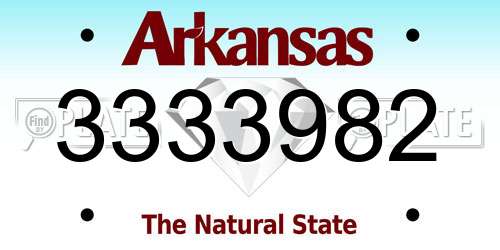 3333982 Arkansas License Plate