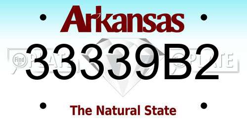 33339B2 Arkansas License Plate