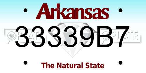 33339B7 Arkansas License Plate