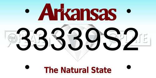 33339S2 Arkansas License Plate