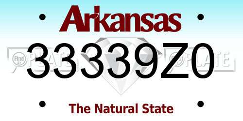 33339Z0 Arkansas License Plate