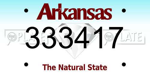 333417 Arkansas License Plate