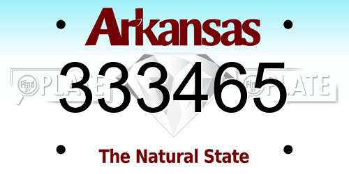 333465 Arkansas License Plate