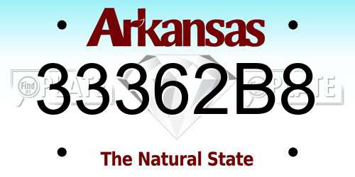 33362B8 Arkansas License Plate