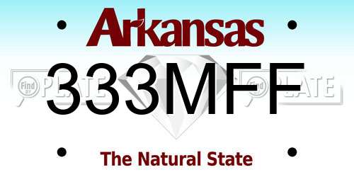 333MFF Arkansas License Plate