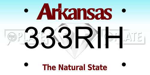 333RIH Arkansas License Plate