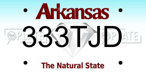 333TJD Arkansas License Plate