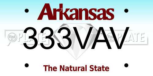 333VAV Arkansas License Plate