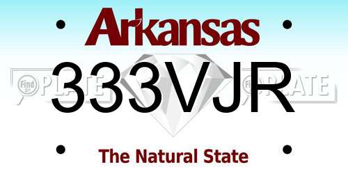 333VJR Arkansas License Plate