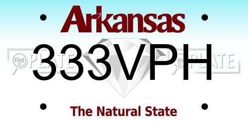 333VPH Arkansas License Plate