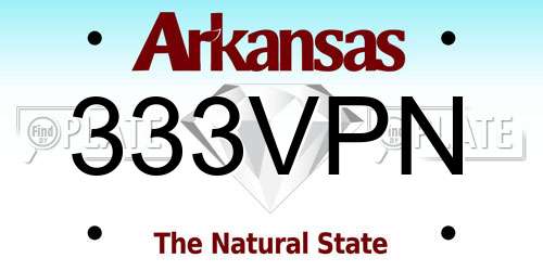 333VPN Arkansas License Plate