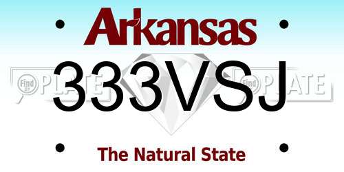 333VSJ Arkansas License Plate