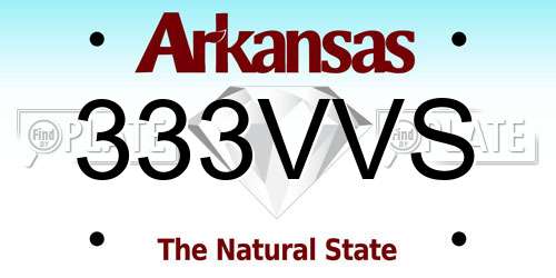 333VVS Arkansas License Plate