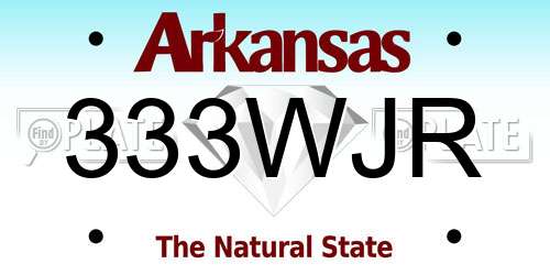 333WJR Arkansas License Plate