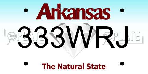 333WRJ Arkansas License Plate