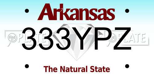 333YPZ Arkansas License Plate