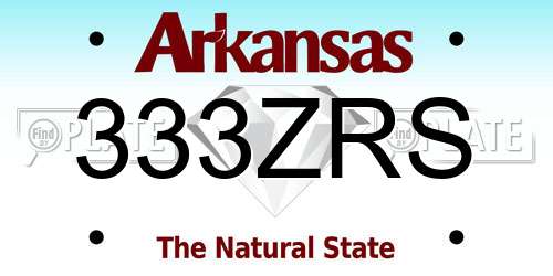 333ZRS Arkansas License Plate