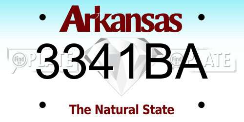 3341BA Arkansas License Plate