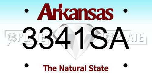 3341SA Arkansas License Plate