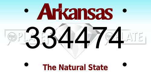 334474 Arkansas License Plate