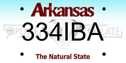 334IBA Arkansas License Plate