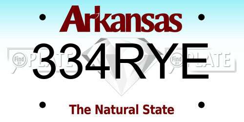 334RYE Arkansas License Plate