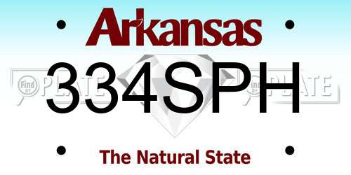 334SPH Arkansas License Plate