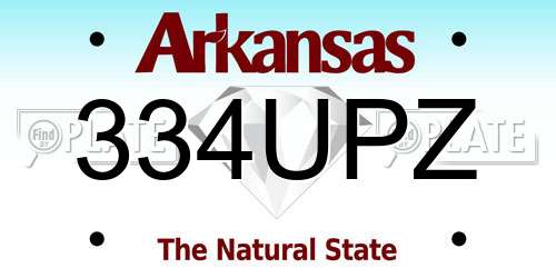 334UPZ Arkansas License Plate