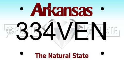 334VEN Arkansas License Plate
