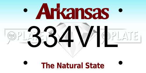 334VIL Arkansas License Plate