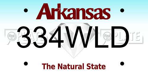 334WLD Arkansas License Plate