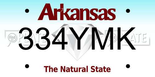 334YMK Arkansas License Plate