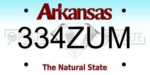 334ZUM Arkansas License Plate