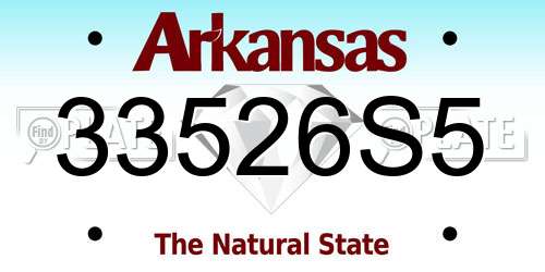 33526S5 Arkansas License Plate