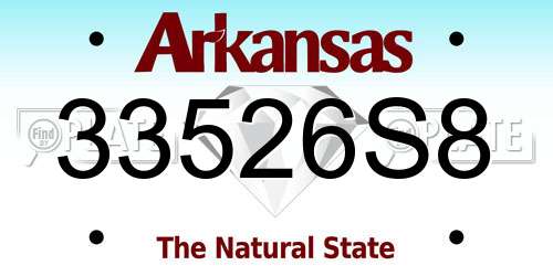 33526S8 Arkansas License Plate