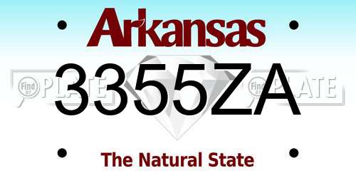 3355ZA Arkansas License Plate