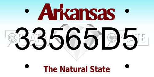 33565D5 Arkansas License Plate