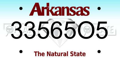 33565O5 Arkansas License Plate